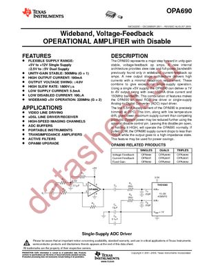 OPA690IDBVR datasheet  